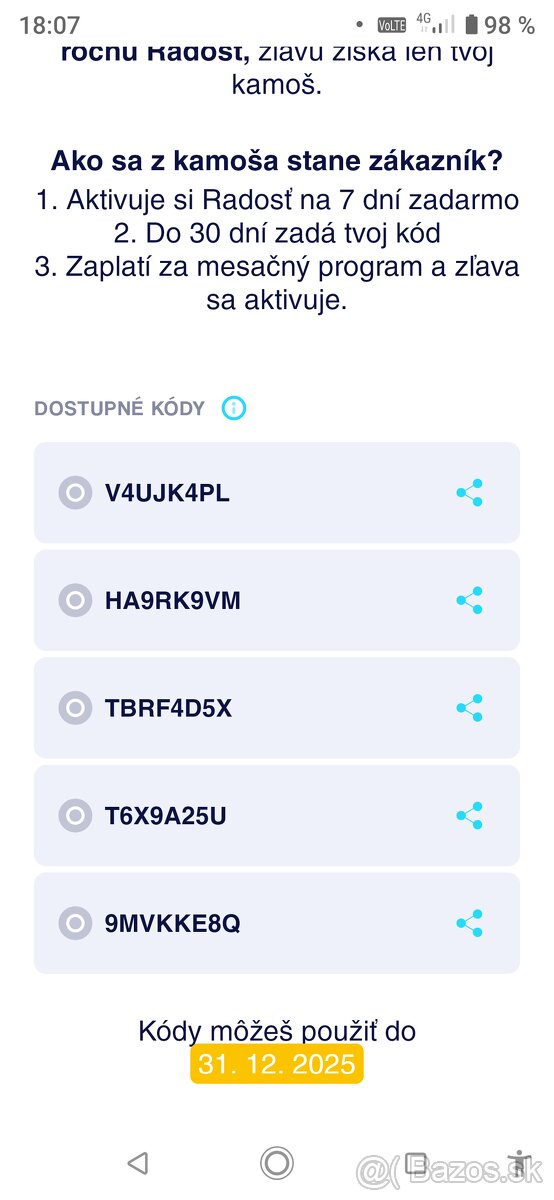 zlavovy kod na 50% zlavu z ceny pausalu Radost