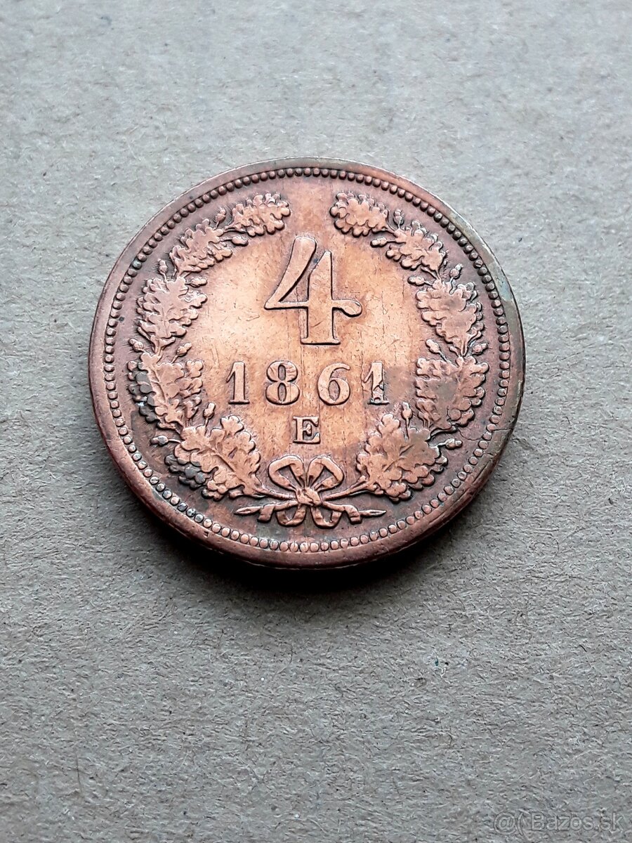 4 grajciar 1861 E, vzácny