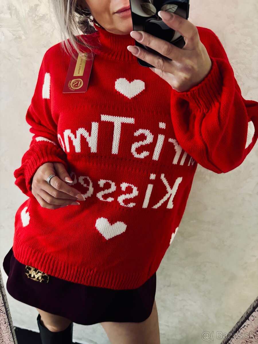 Damsky rolakovy pleteny sveter red