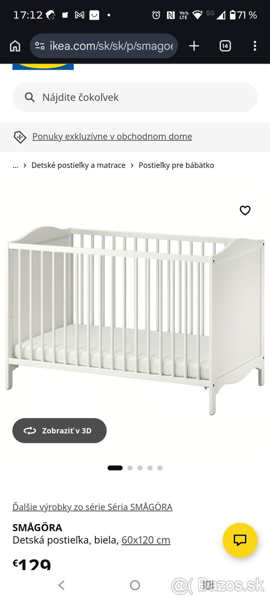 Detská postieľka IKEA SMÅGÖRA