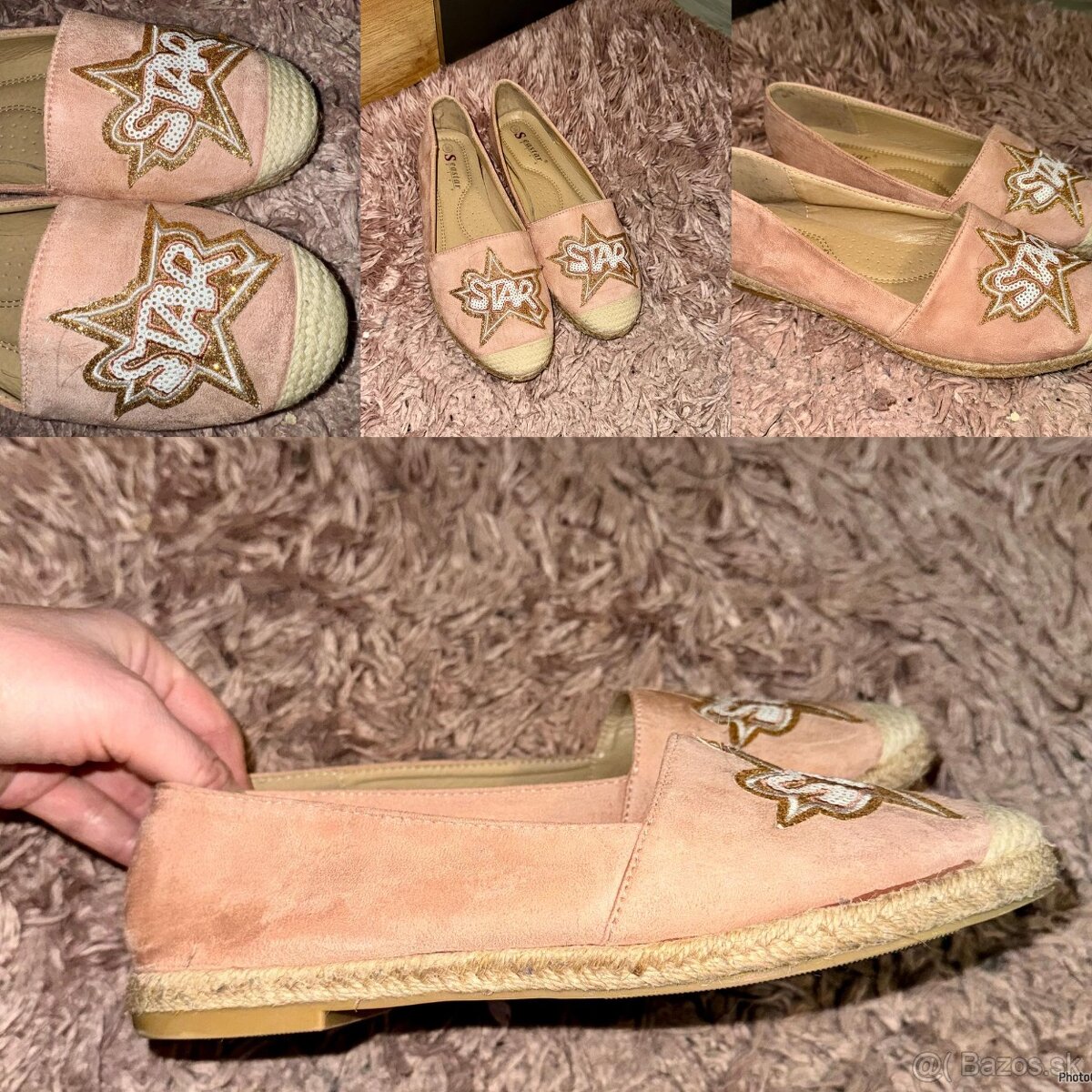 Pink powder star stylove damske baleriny-espadrilky