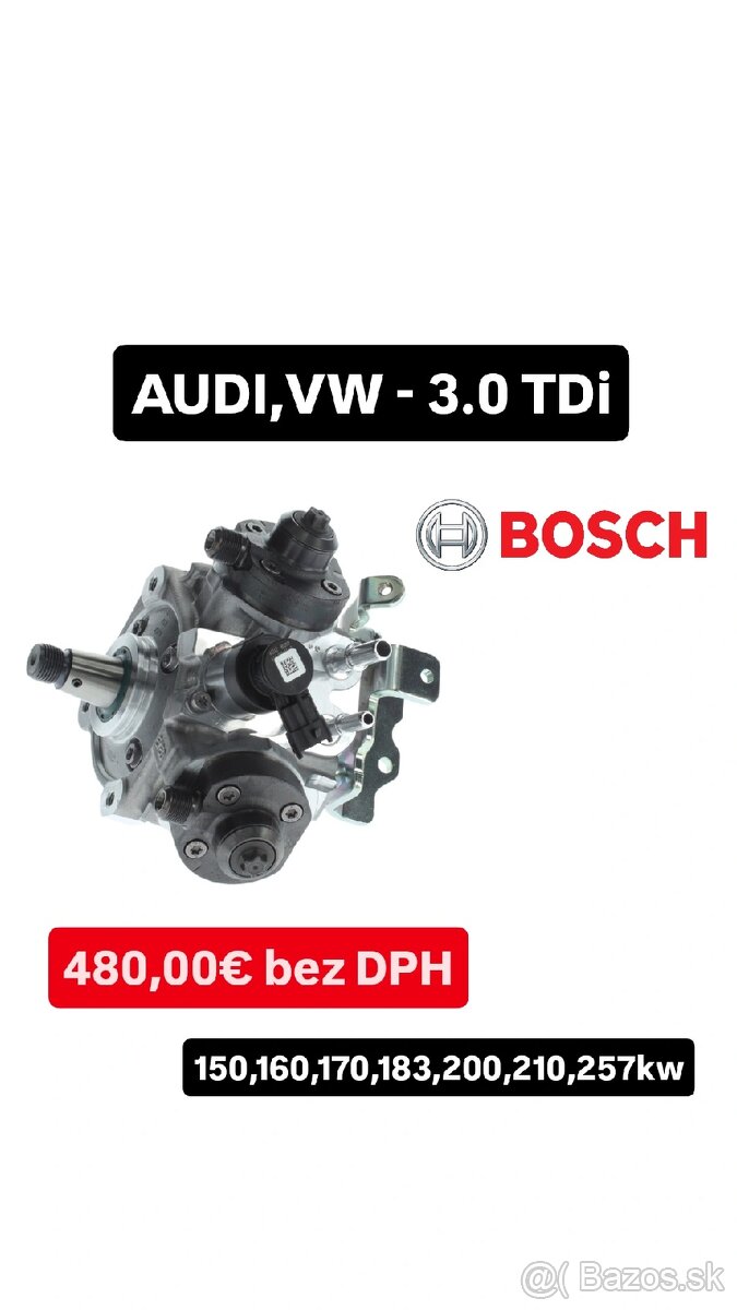 Repasované vysokotlakové čerpadlo BOSCH-AUDI A4,A5,A8,S6,S7