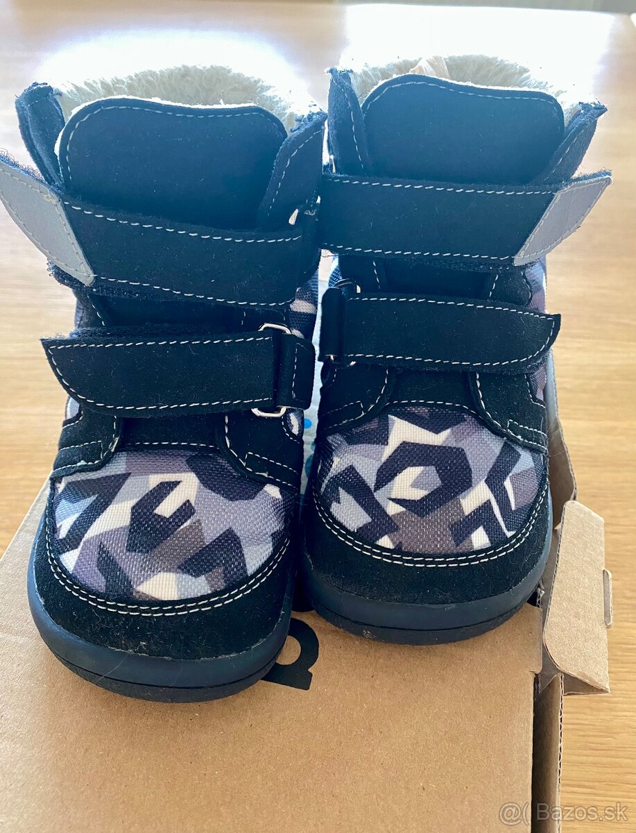 Detské zimné barefoot topánky Beda Black Moon s membránou 24