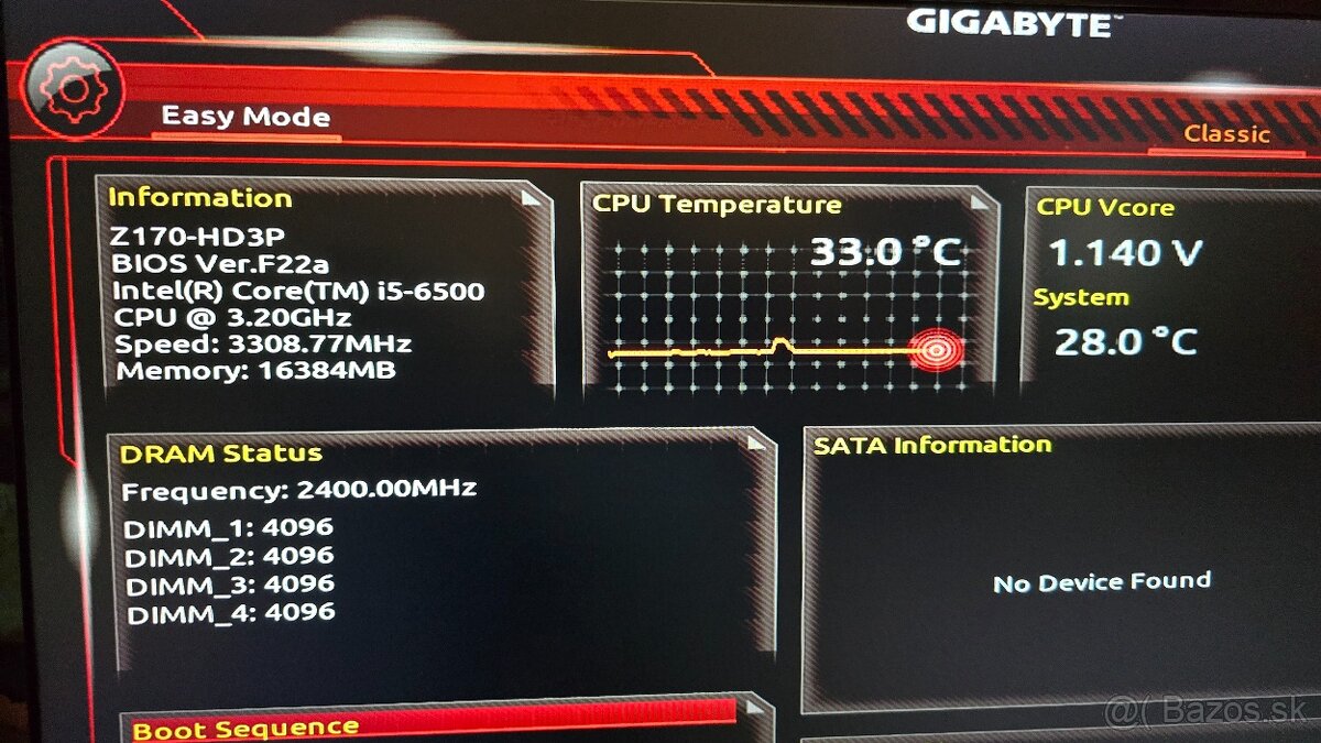 Gigabyte Z170-HD3P + Intel Core i5 6500 + 16GB DDR4