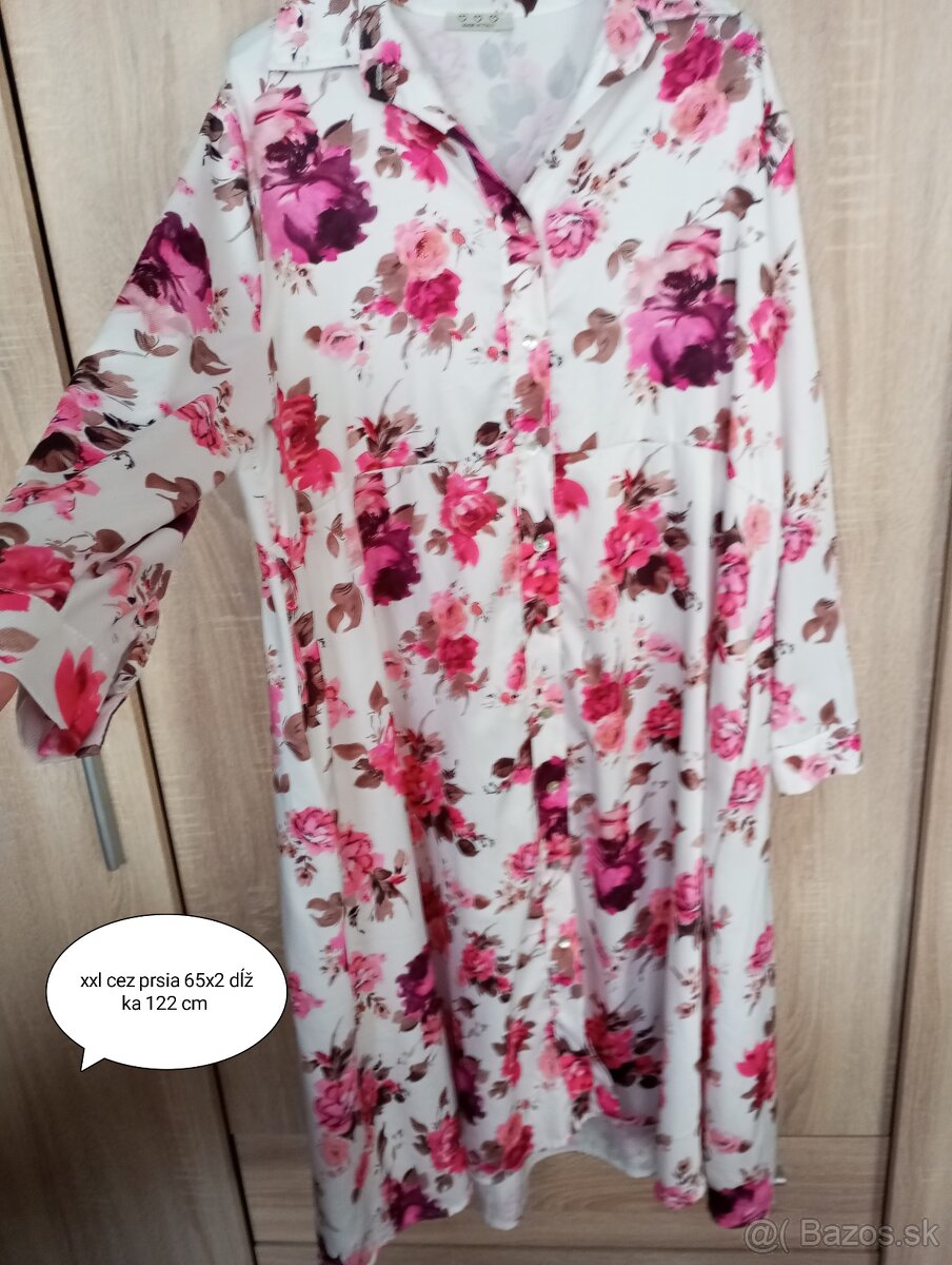 Dámske šaty kvetinové dlhý rukáv dlhé xxxl