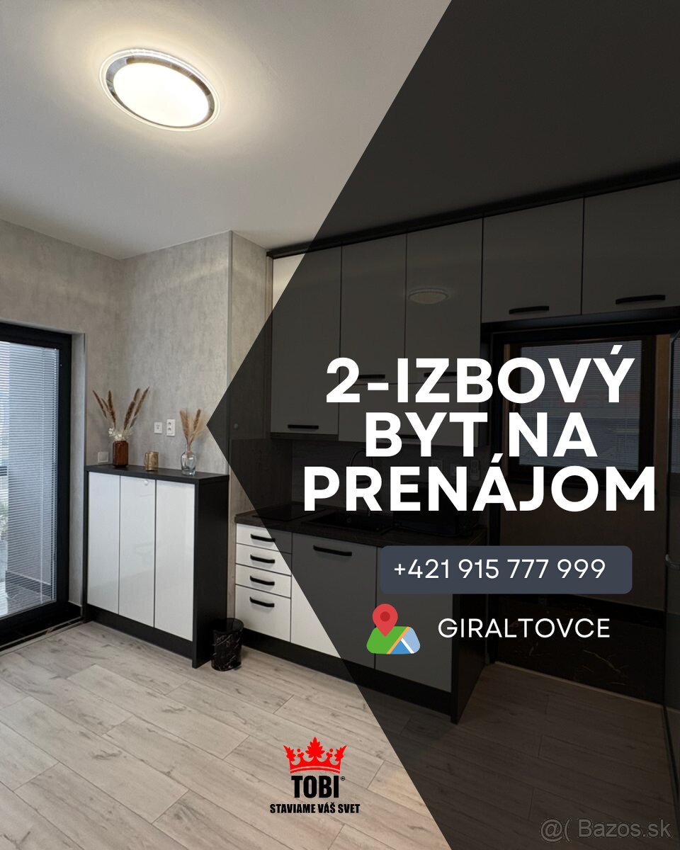 2- izbový byt na prenájom Giraltovce