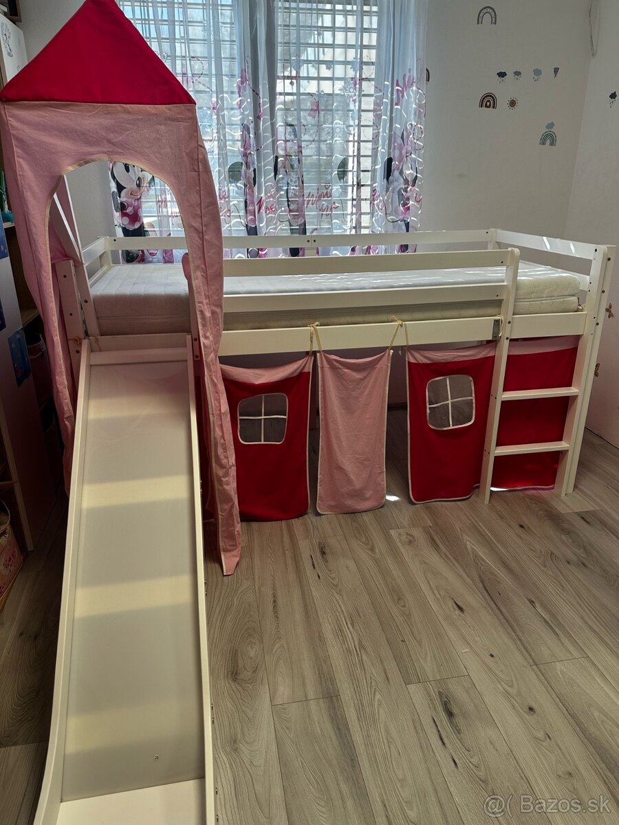 Detská posteľ + šmýkľavka