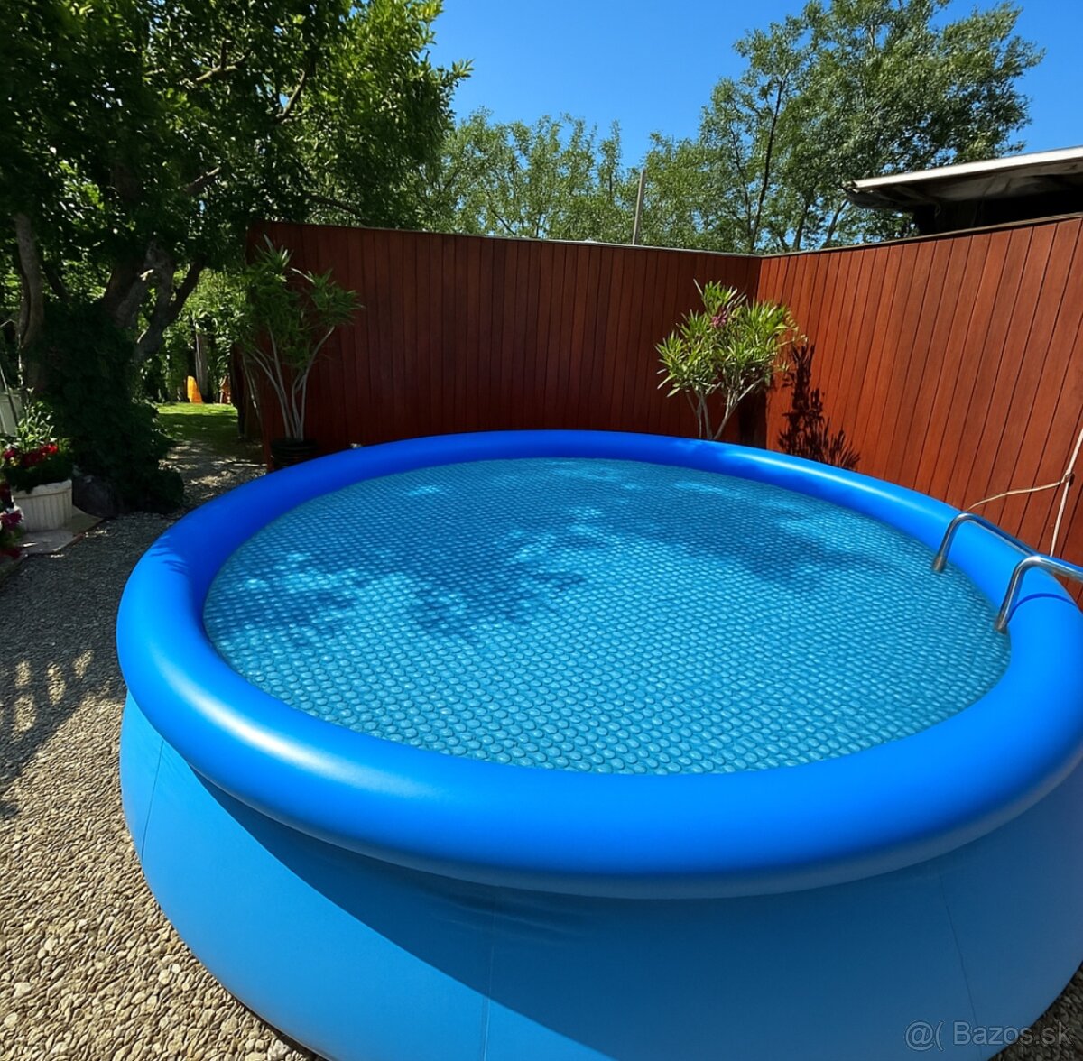 Solárna plachta na bazén 366cm modro šedá