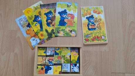 Puzzle drevené kocky 15ks