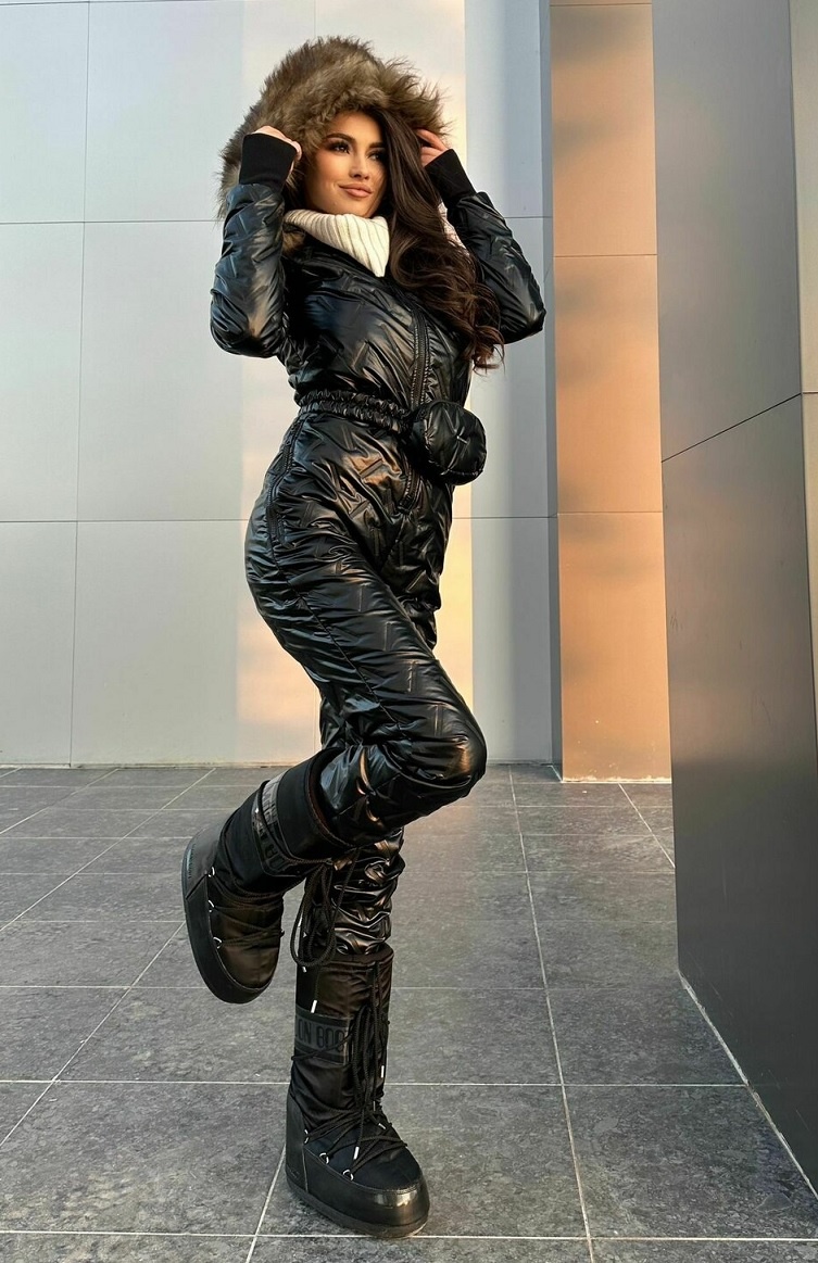 Damska cierna metalicka lyziarska kombineza + ladvinka NOVA