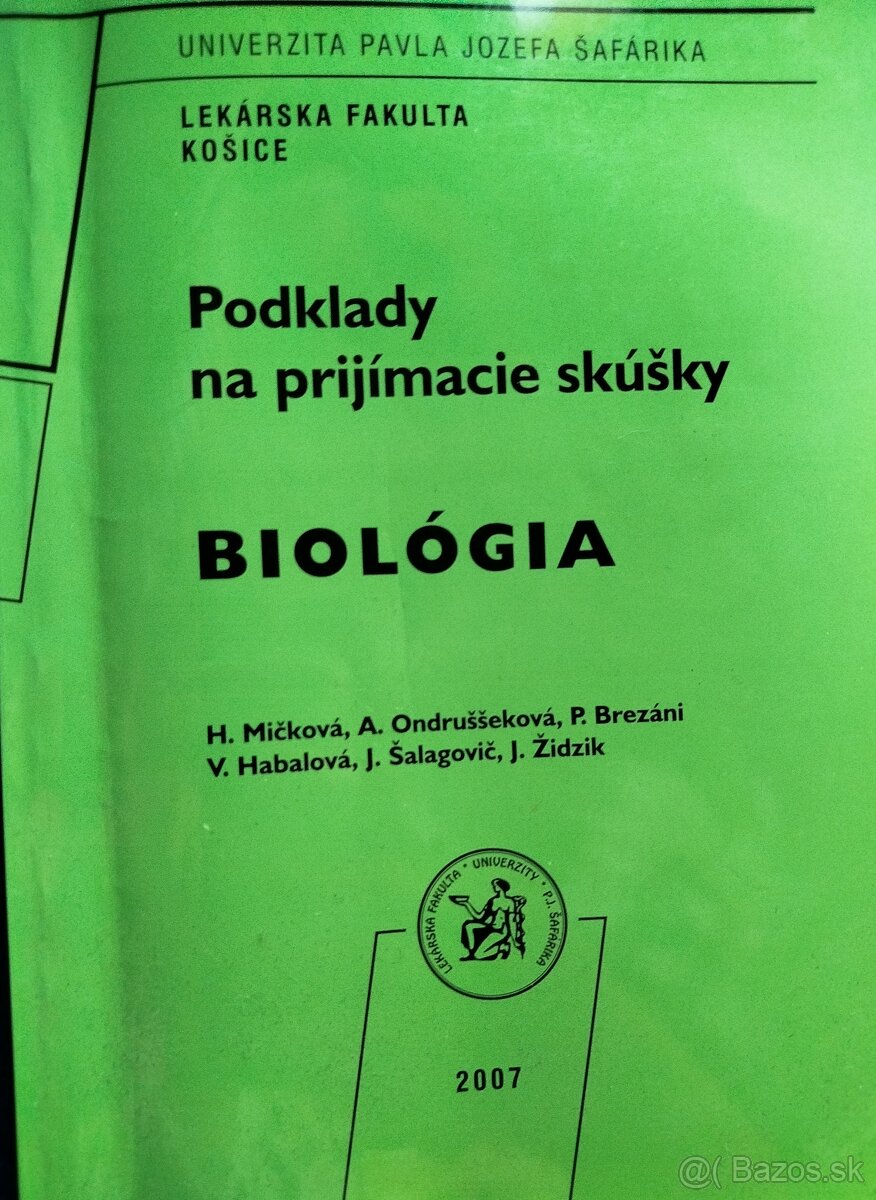 Podklady na prijímacie skúšky UPJŠ - Biológia