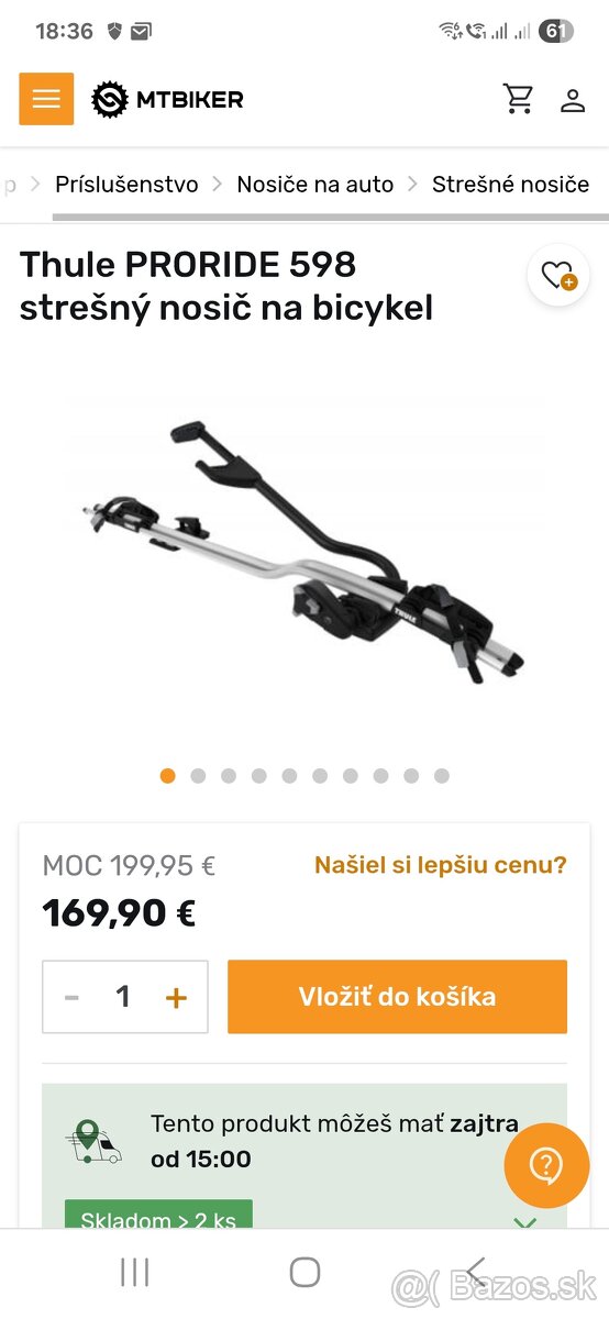 Strešný nosič na bicykel Thule