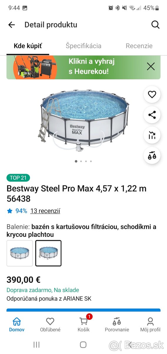 Filtrácia7,9 + bazén 4,6/1,22