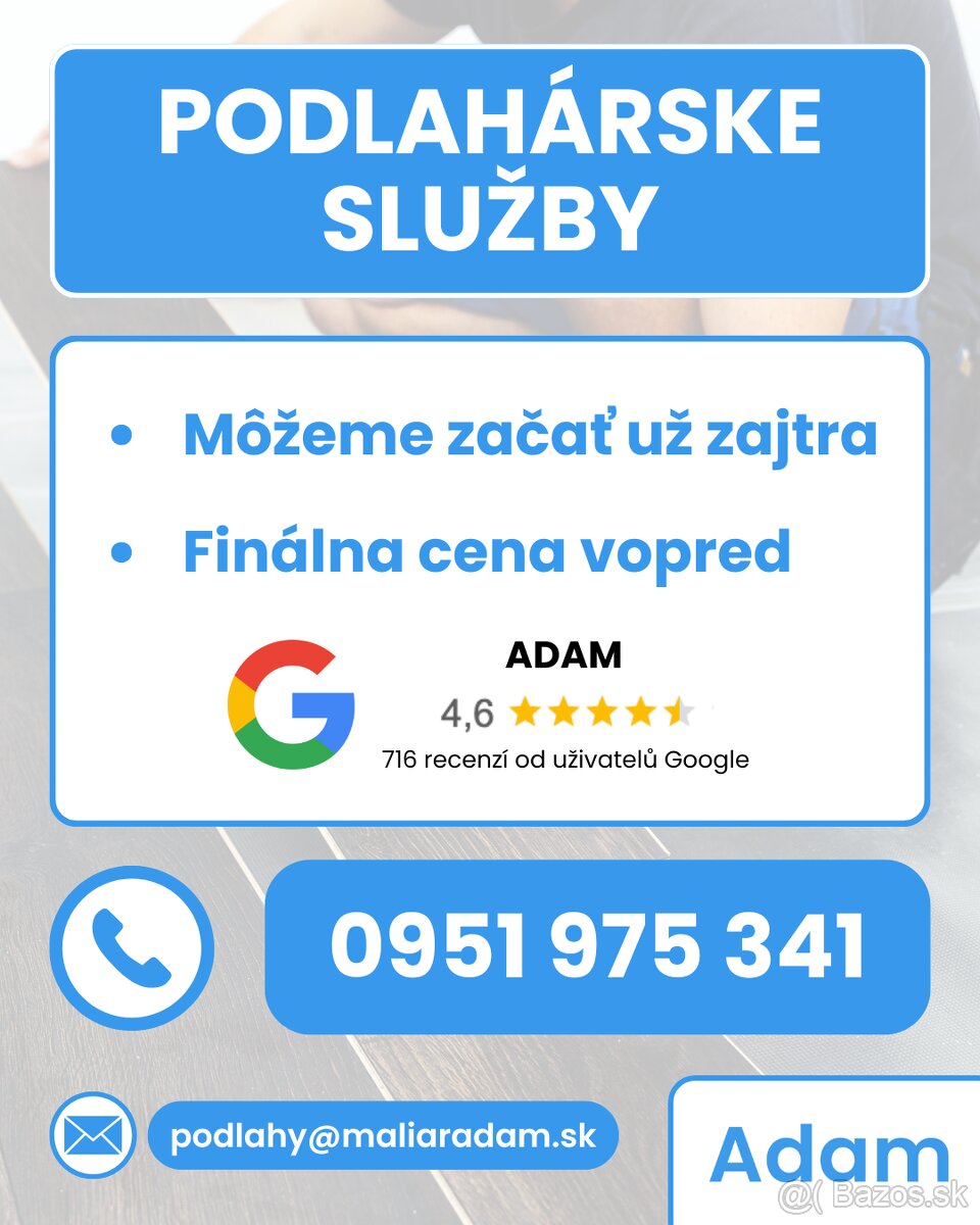 Podlahárske práce – voľné termíny už zajtra ✅