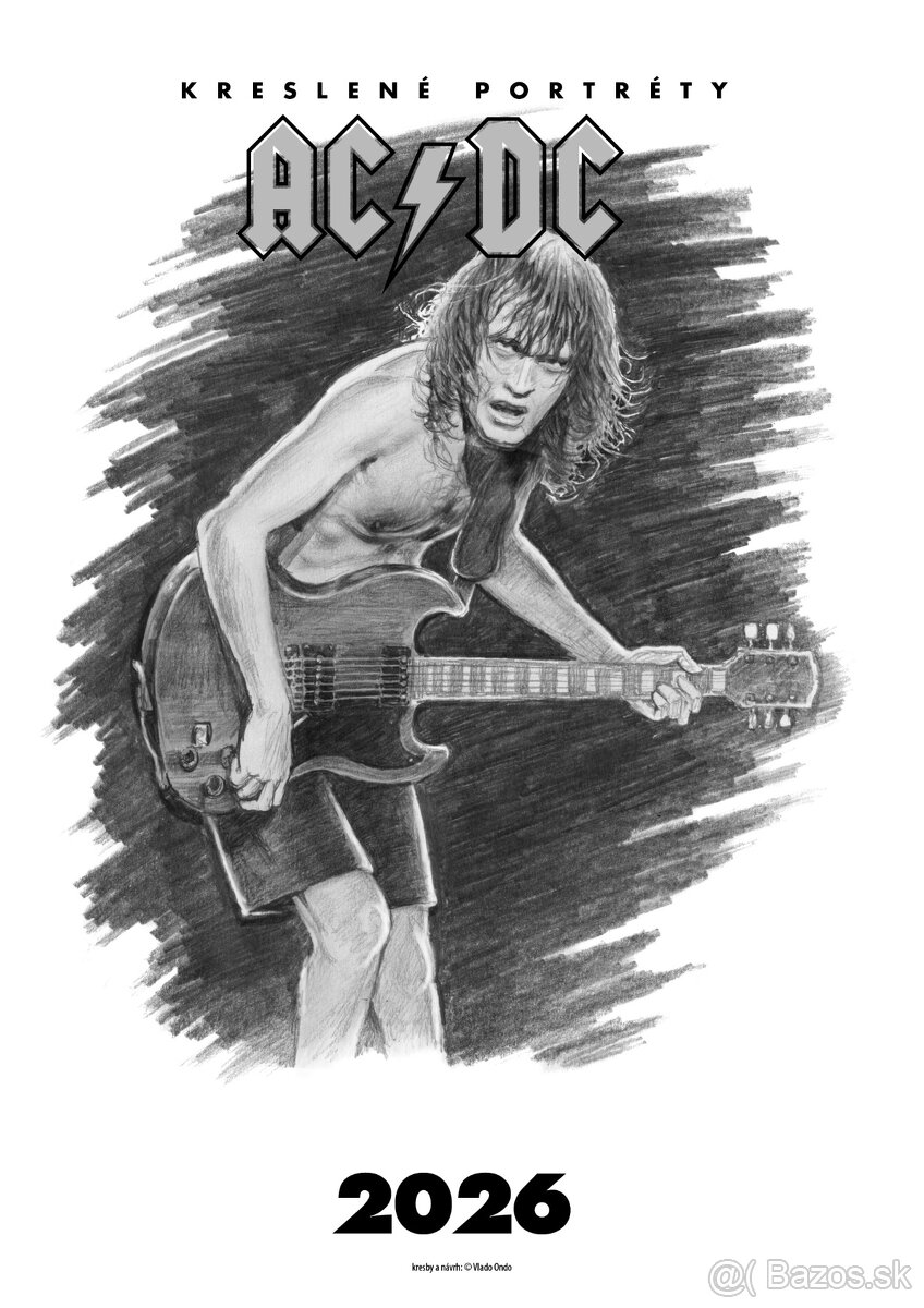 unikátny kreslený kalendár portrétov AC/DC 2026