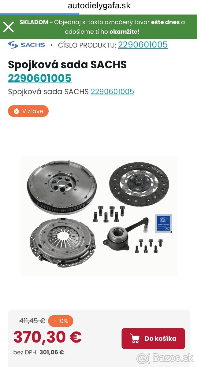 Spojka SACHS VW Sharan 1.9tdi 85kw