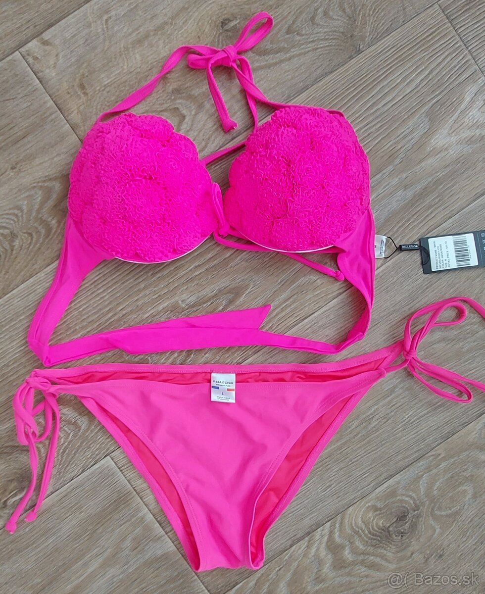 Neónovo ružové push up bikiny