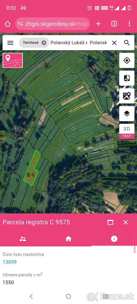 Pozemok 1550m2 Terchova