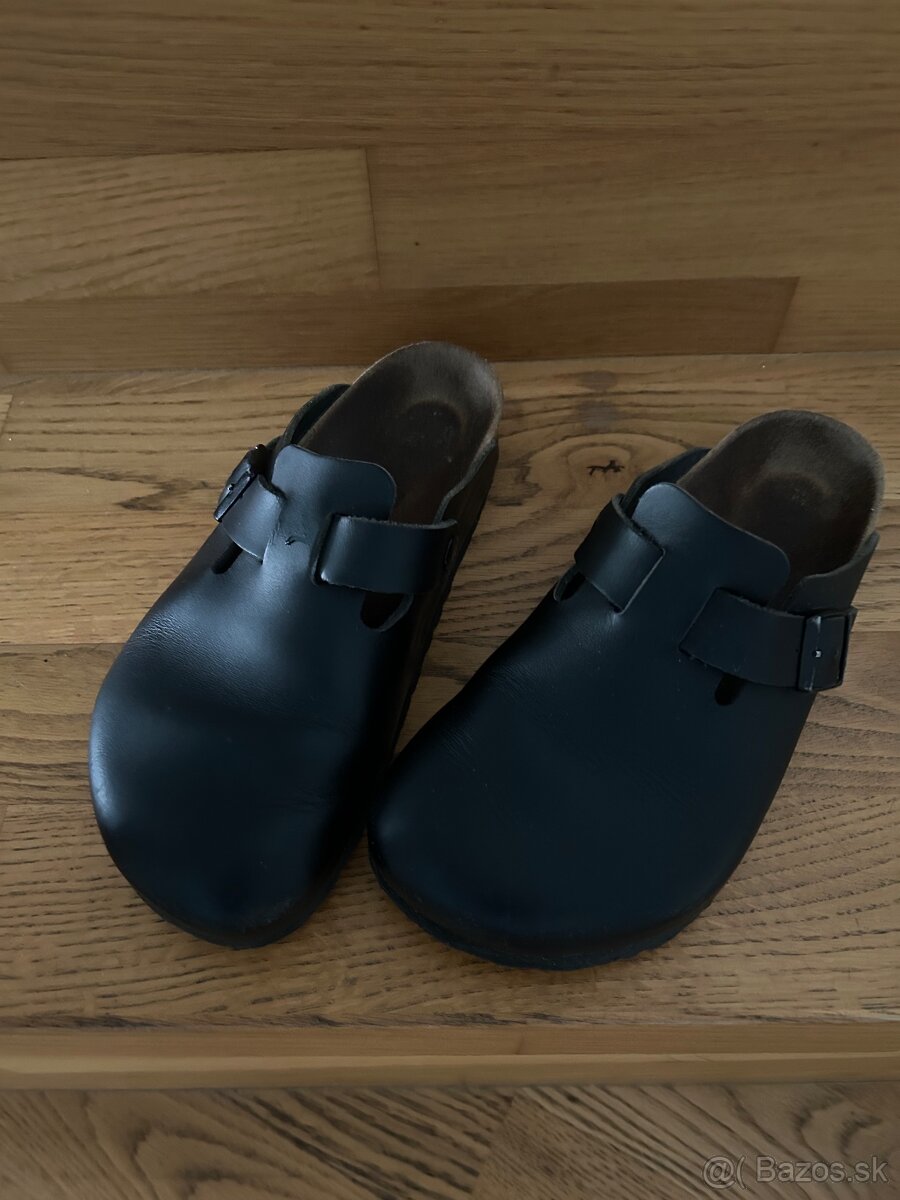 Birkenstock Boston kožené čierne slľapky vel 38