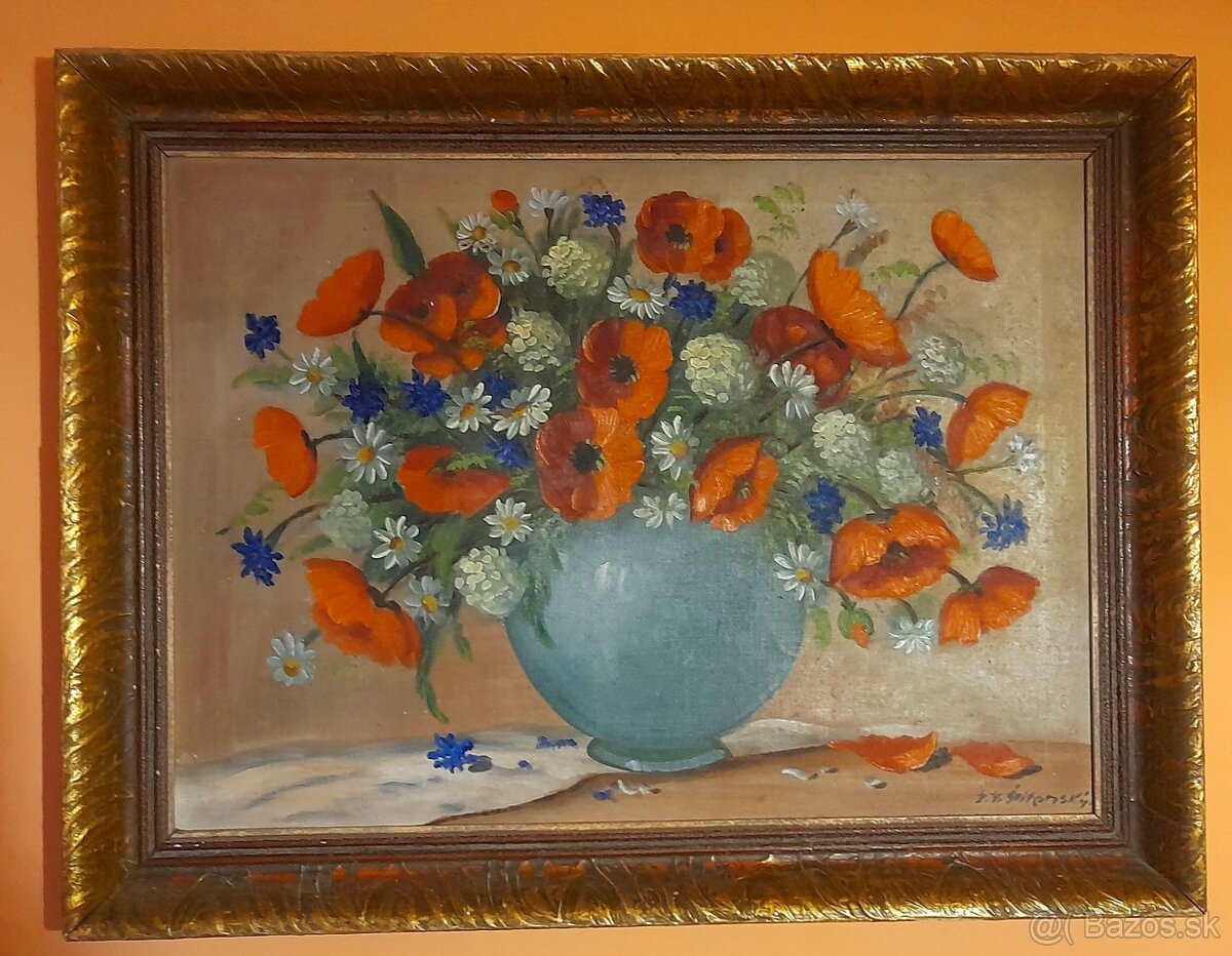 Olejomaľba na plátne-Divé maky.