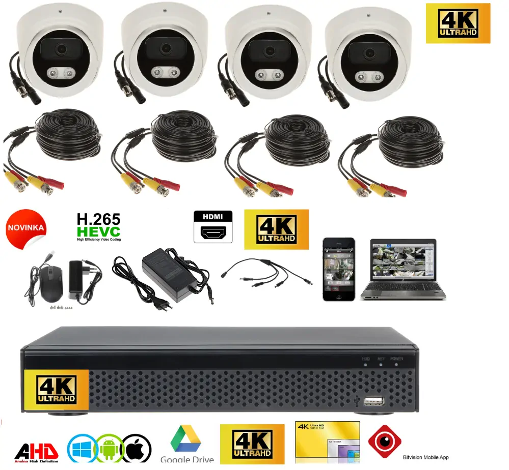 Kamerový Systém 4 kamery 4K UHD 8,3Mpx Kamerový set 4K UHD