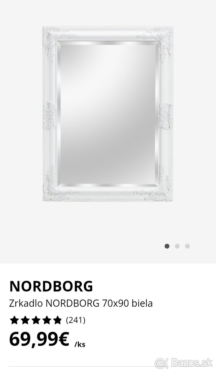 Zrkadlo NORDBORG rozmmer 70x90 biela Nerozbalena