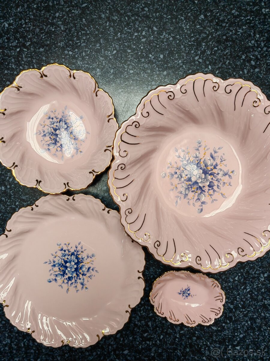 Ružový porcelán - taniere