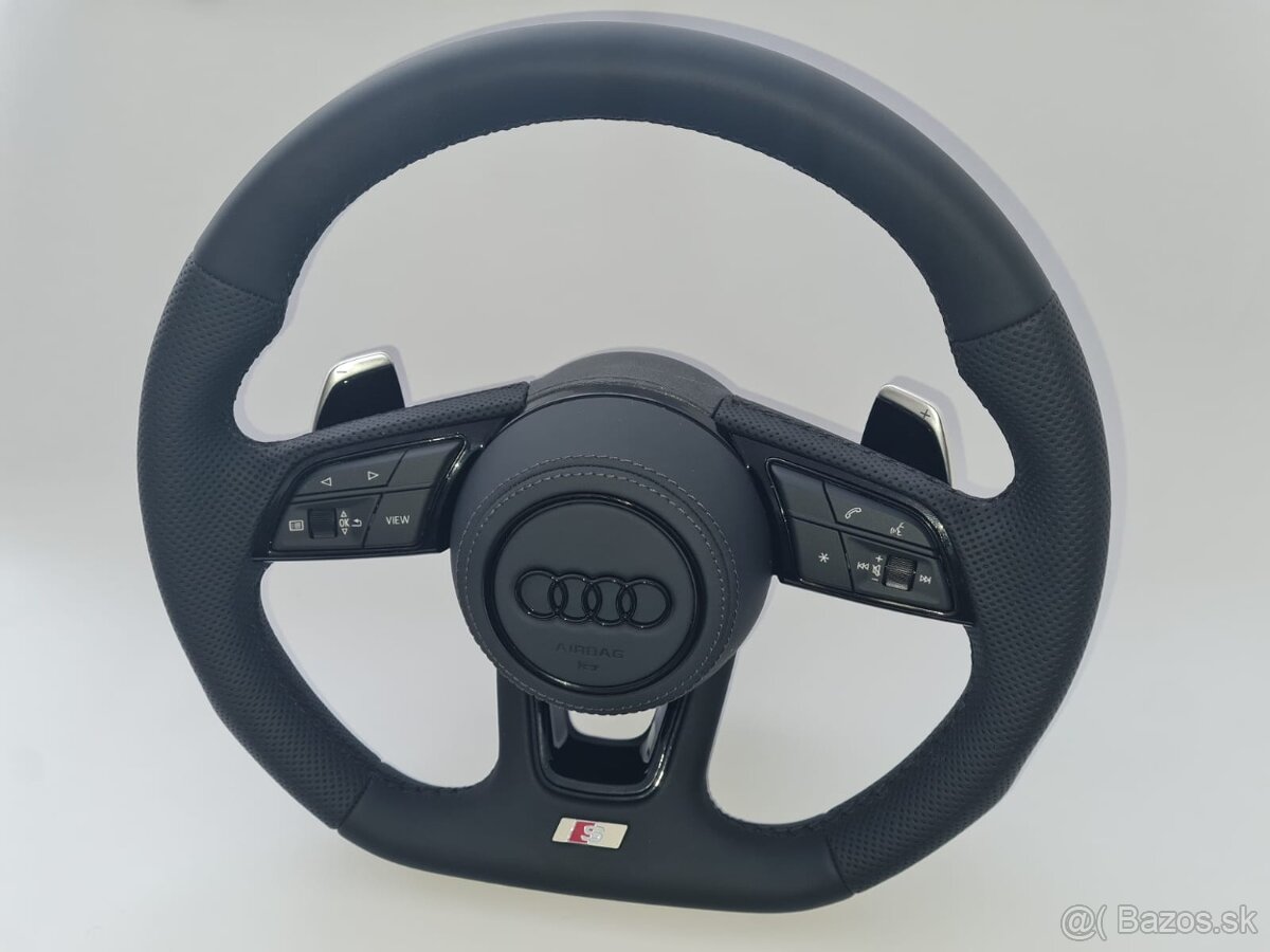 AUDI KOŽENÝ EXCLUSIVE VOLANT + AIRBAG + F1 PADLA CIERNA NITK