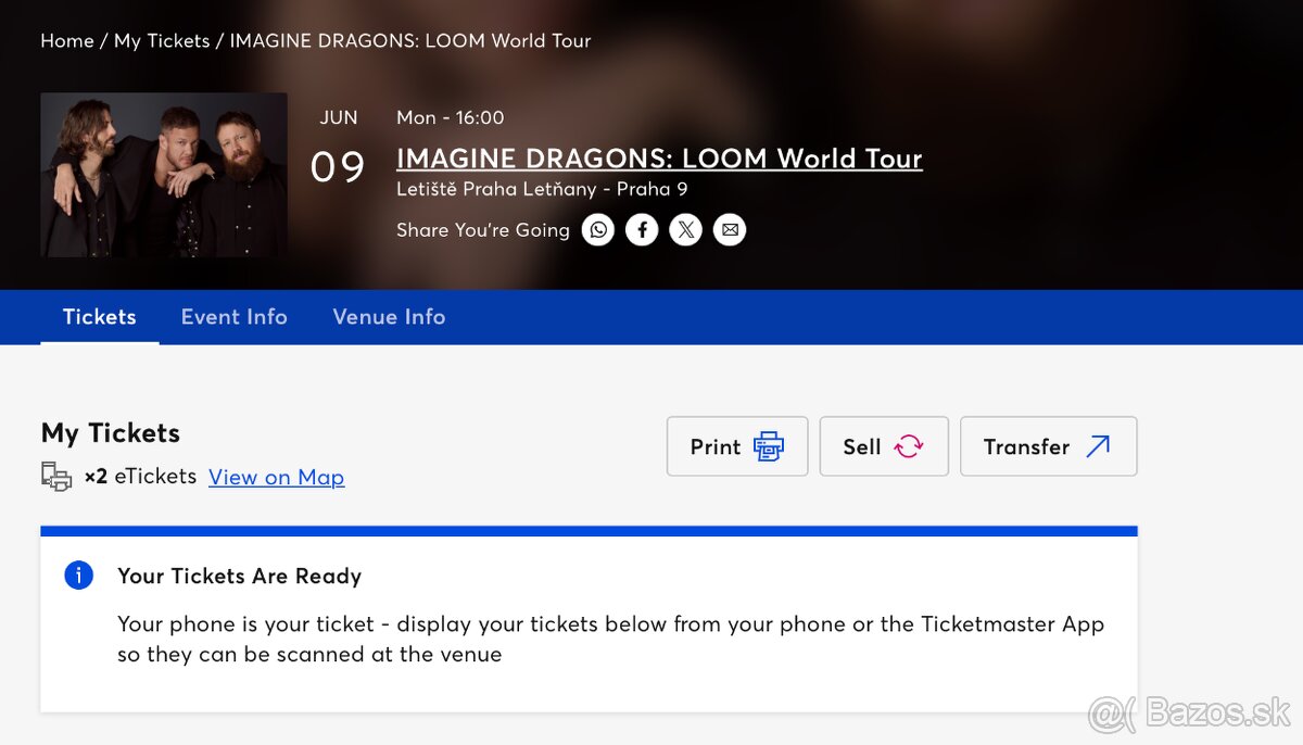 Imagine Dragons Praha 09.06. 2x lístky