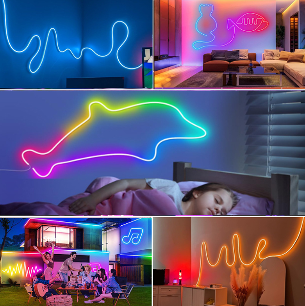 LED RGB Neón | Flexibilný silikónový pás s Bluetooth (USB)