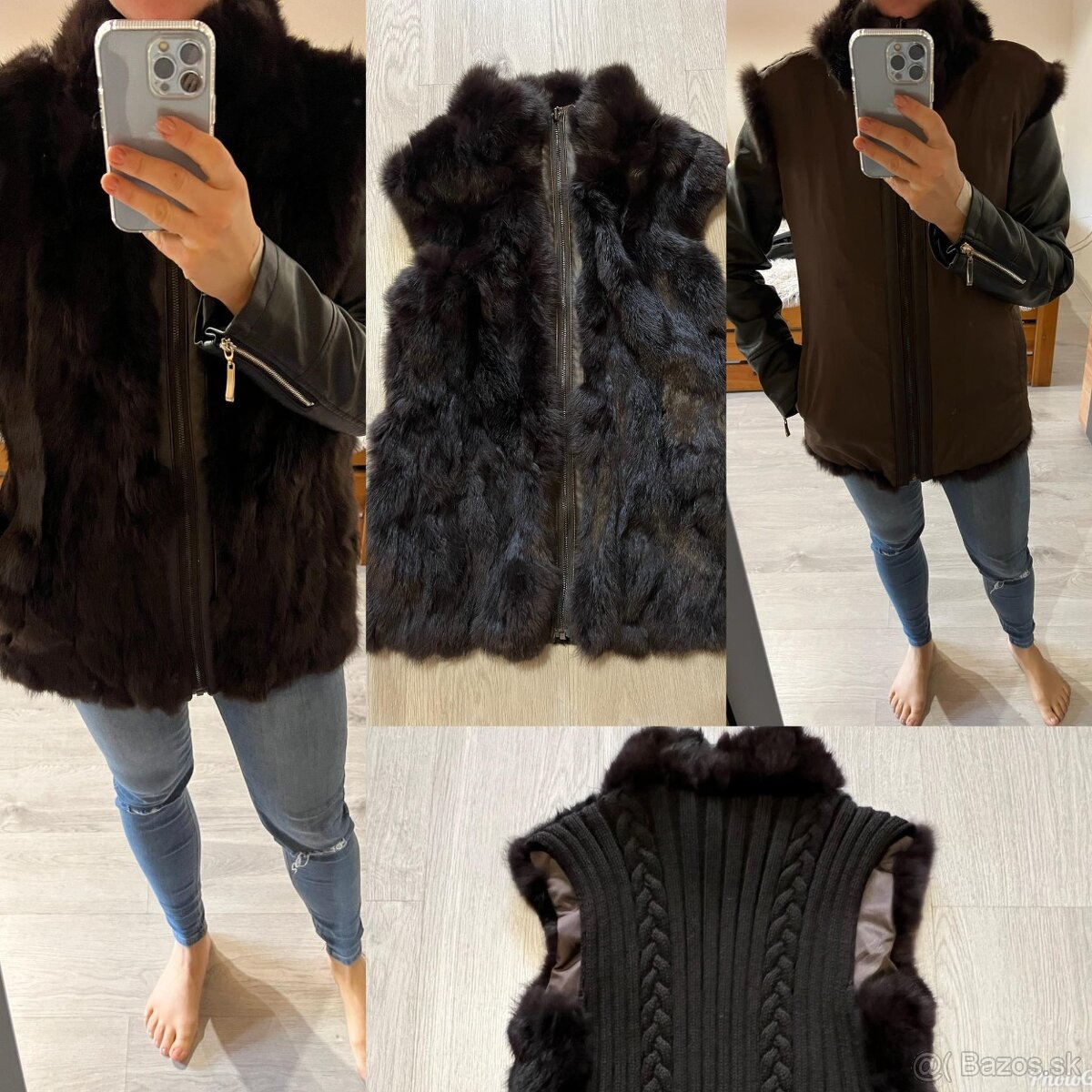 prava kozusinova damska stylova luxusna vesta-bunda