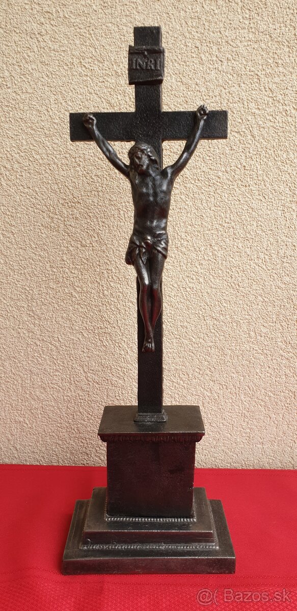 Starožitný liatinový kríž / 44 cm / vyše 180 . ročný