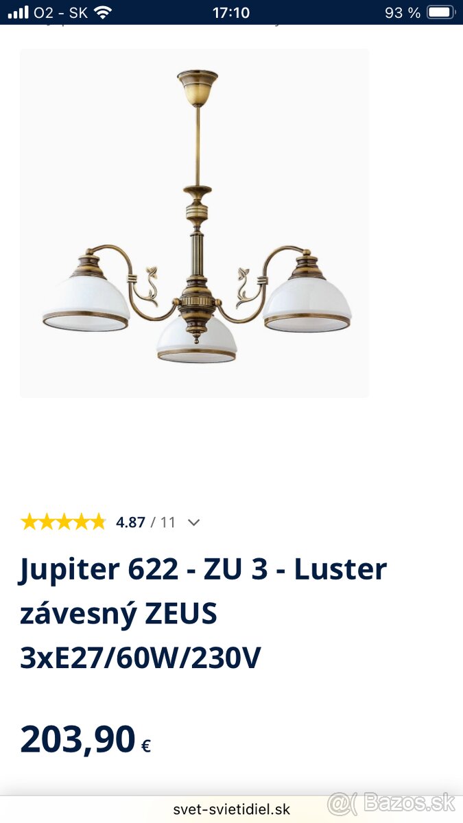 Závesný luster Jupiter Zeus 3xE27