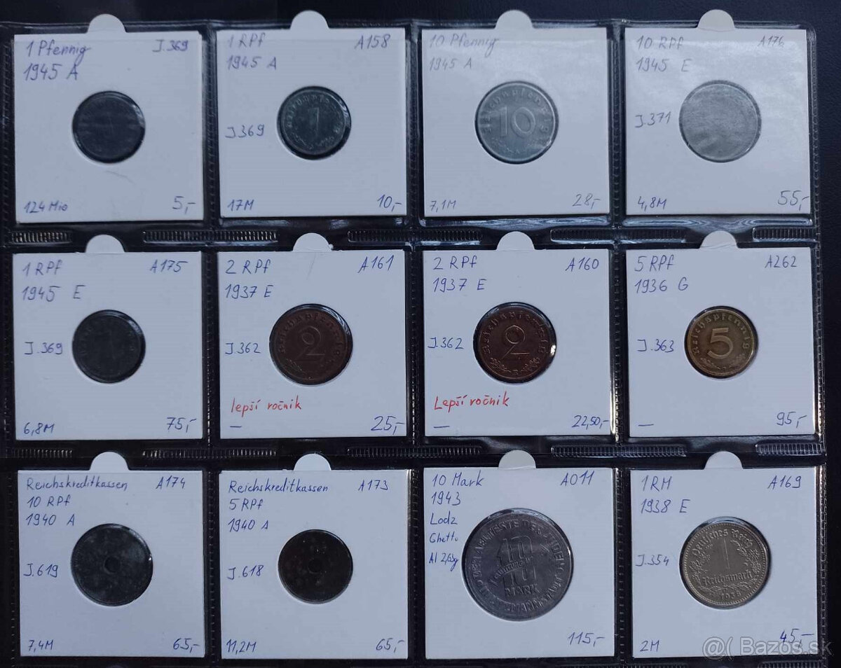 mince 3. risa - Vzacnejsie a zriedkave rocniky a mincovne