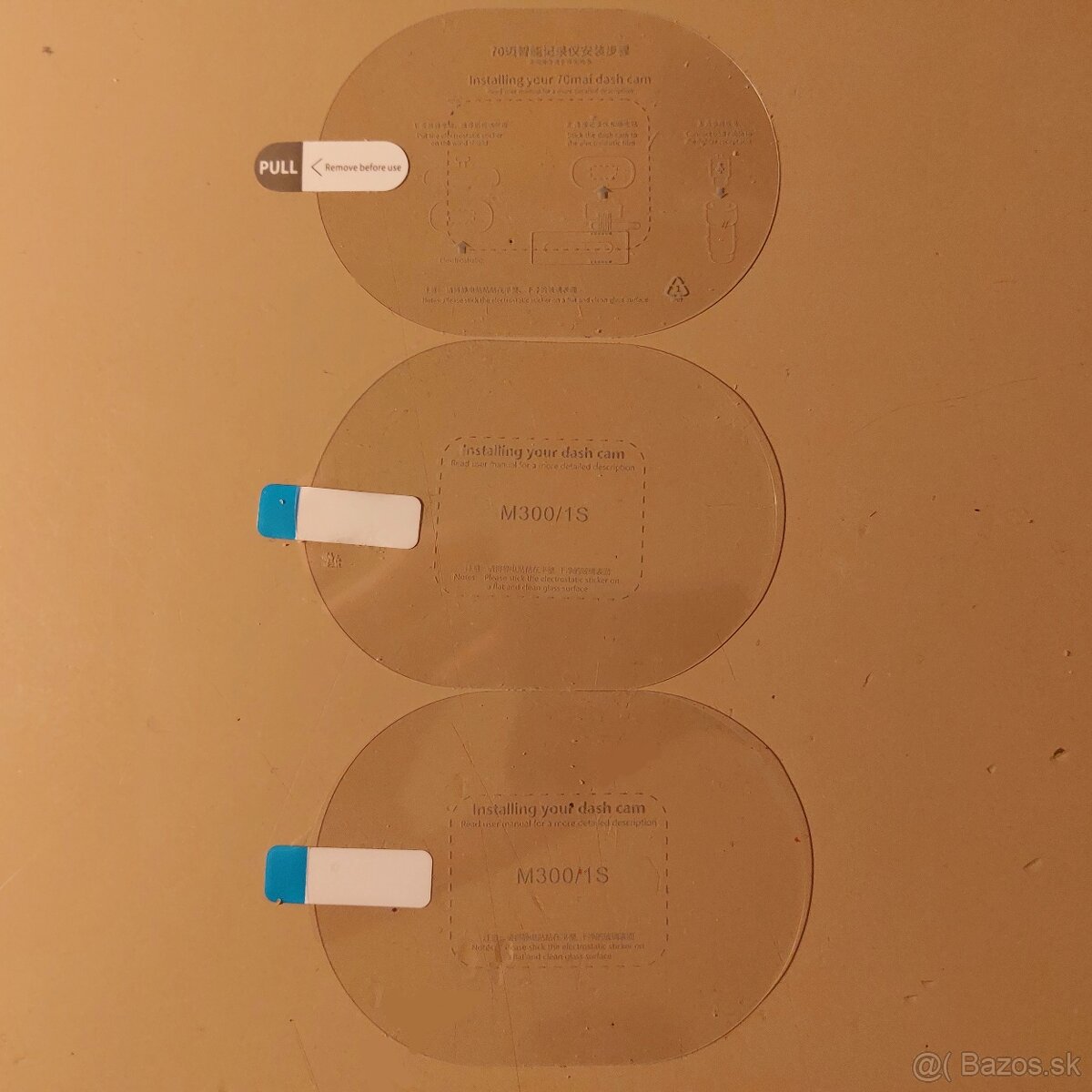 3x elektrostatické fólie na čelné sklo auta - 70mai