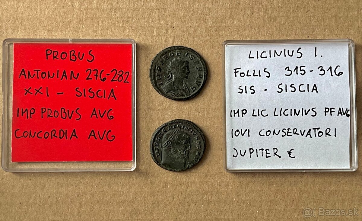 krásne rímske mince Probus a Licinius I