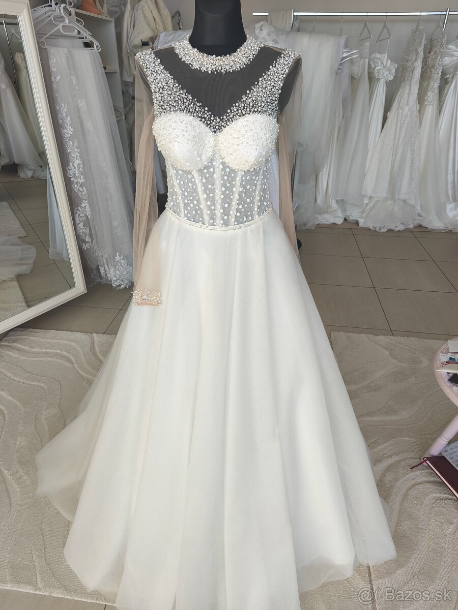 Predám nádherné úplne nové perličkove svadobné šaty