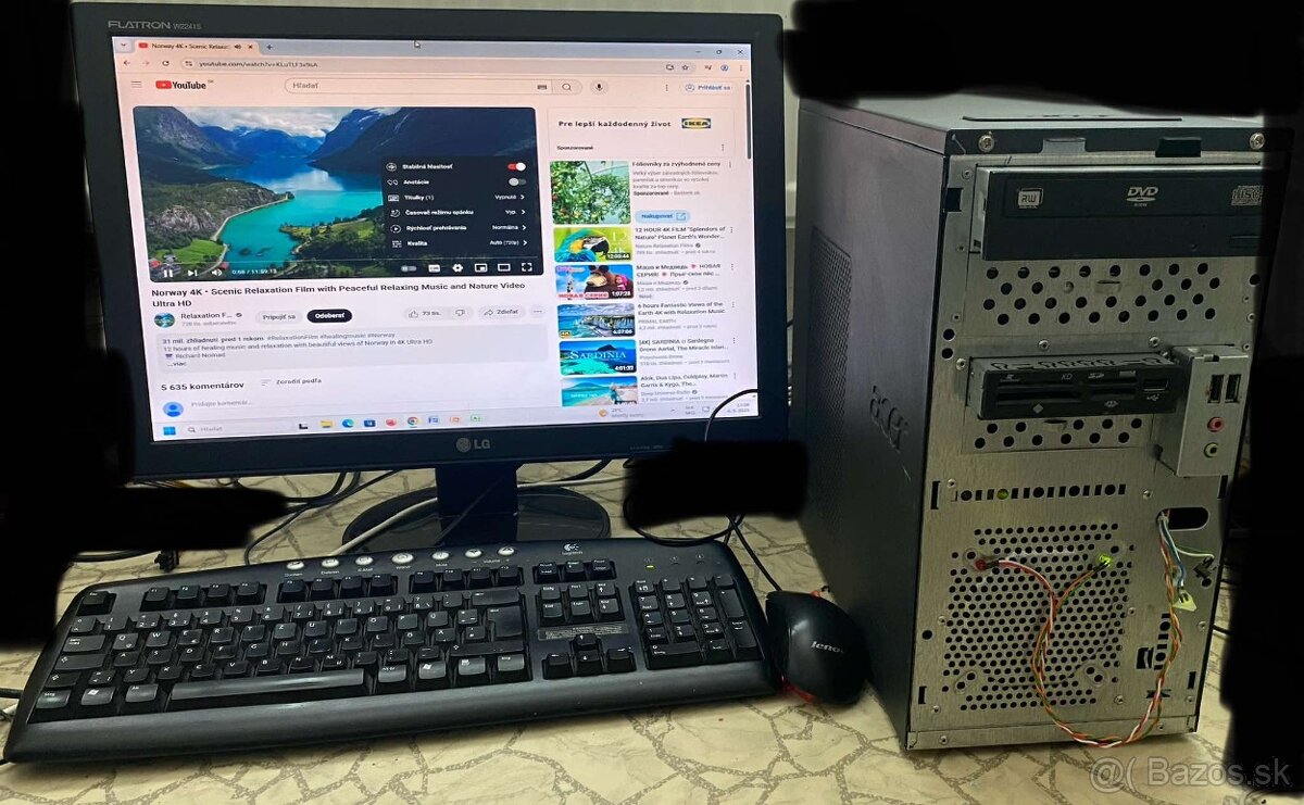 Predám kancelárski pc z win 11 intel core 2 duo bez ram