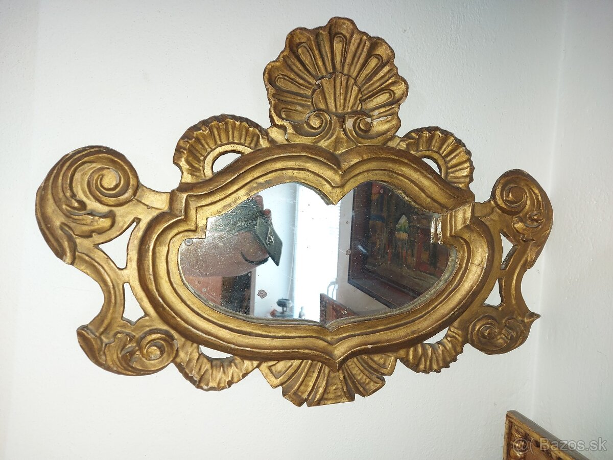 Predám starožitné barokové zrkadlo zlátená drevorezba