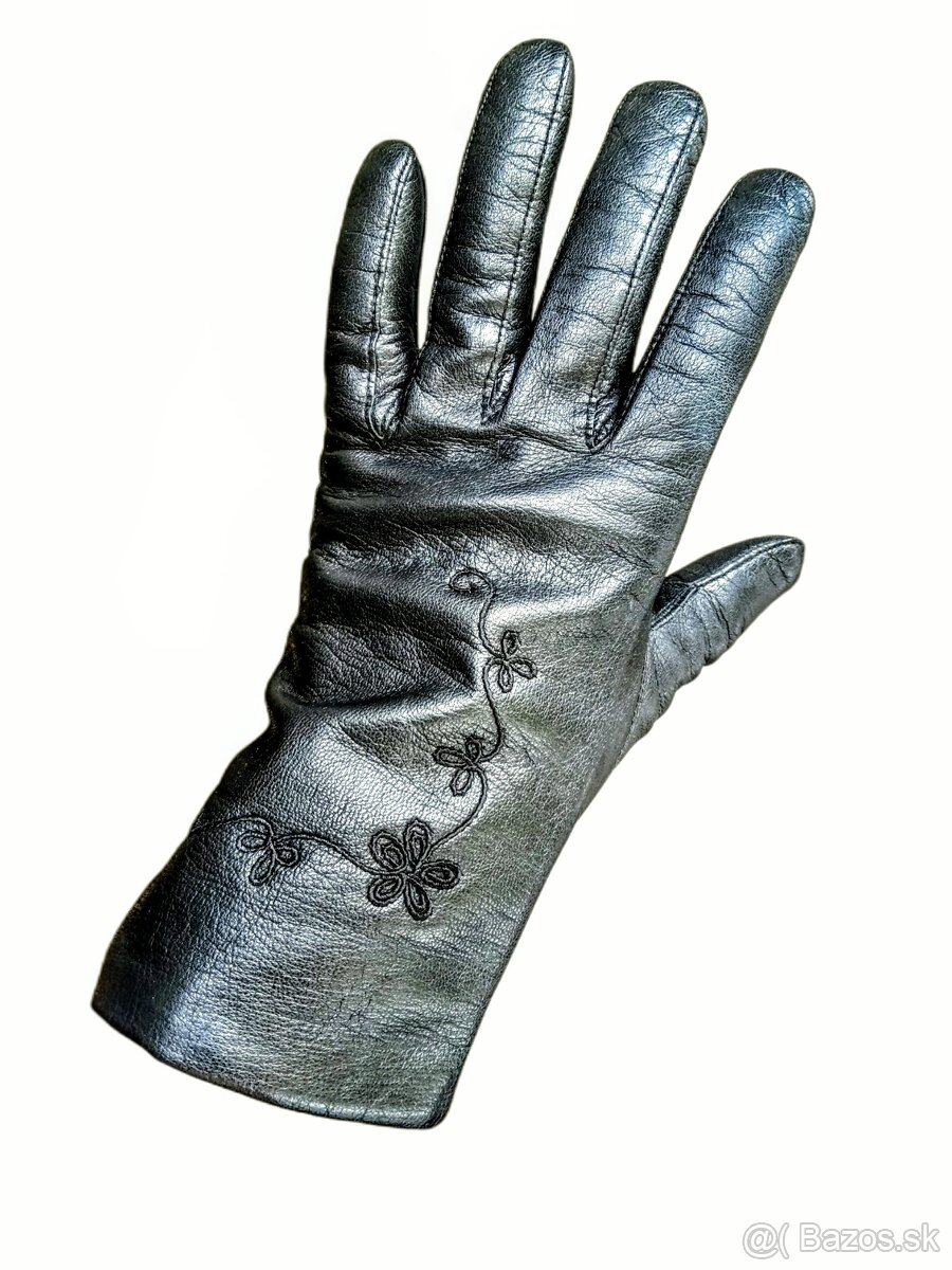 Čierne nové kożené rukavice vintage štýl