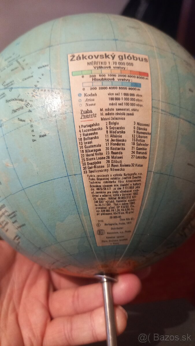 Retro žiacky glóbus r.1971