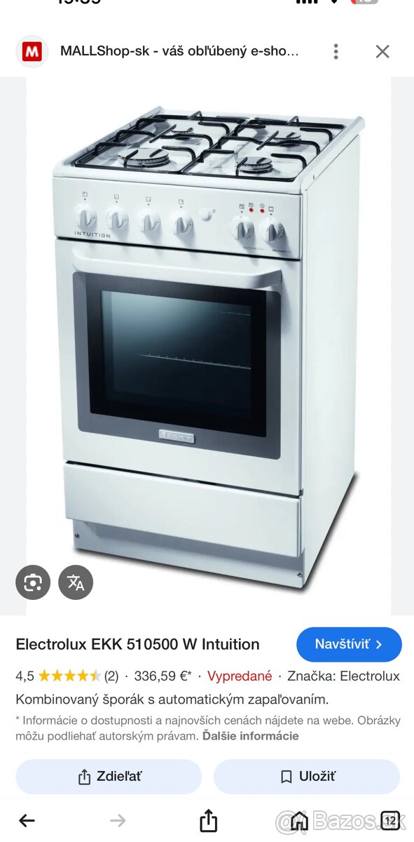 Kombinovaný šporak Electrolux