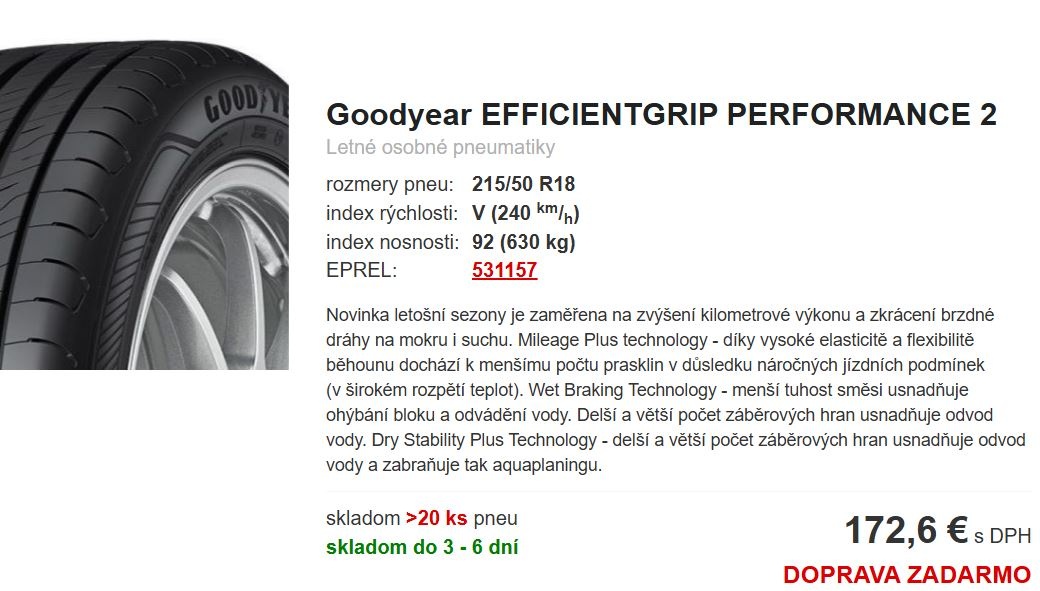 Nove letne pneu / novinka tejto sezony 215/50 R18