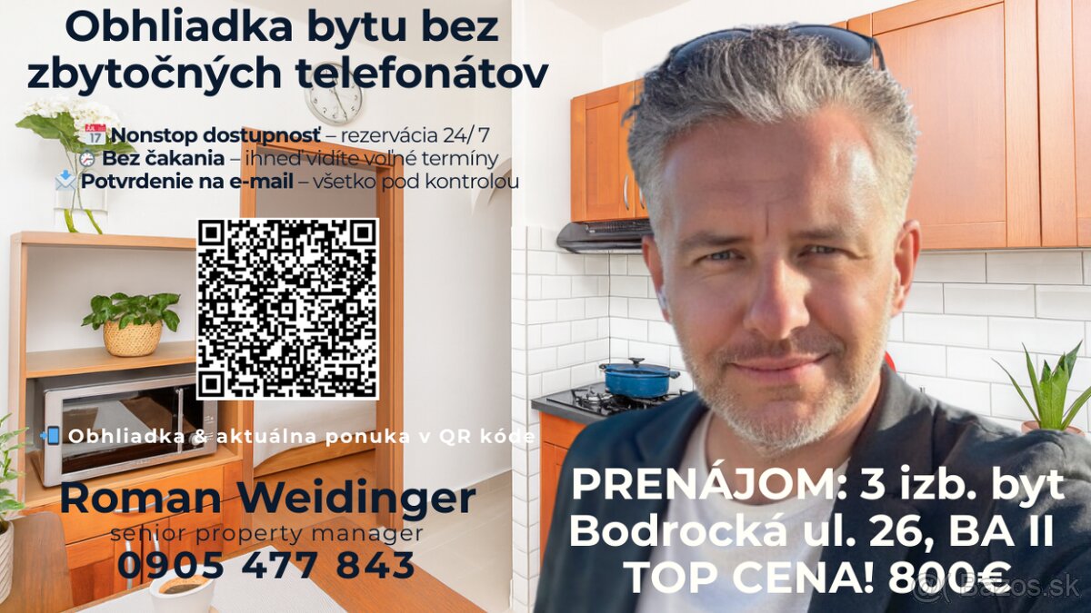 PRENÁJOM: 3-izbový byt, Bodrocká ul., Podunajské Biskupic