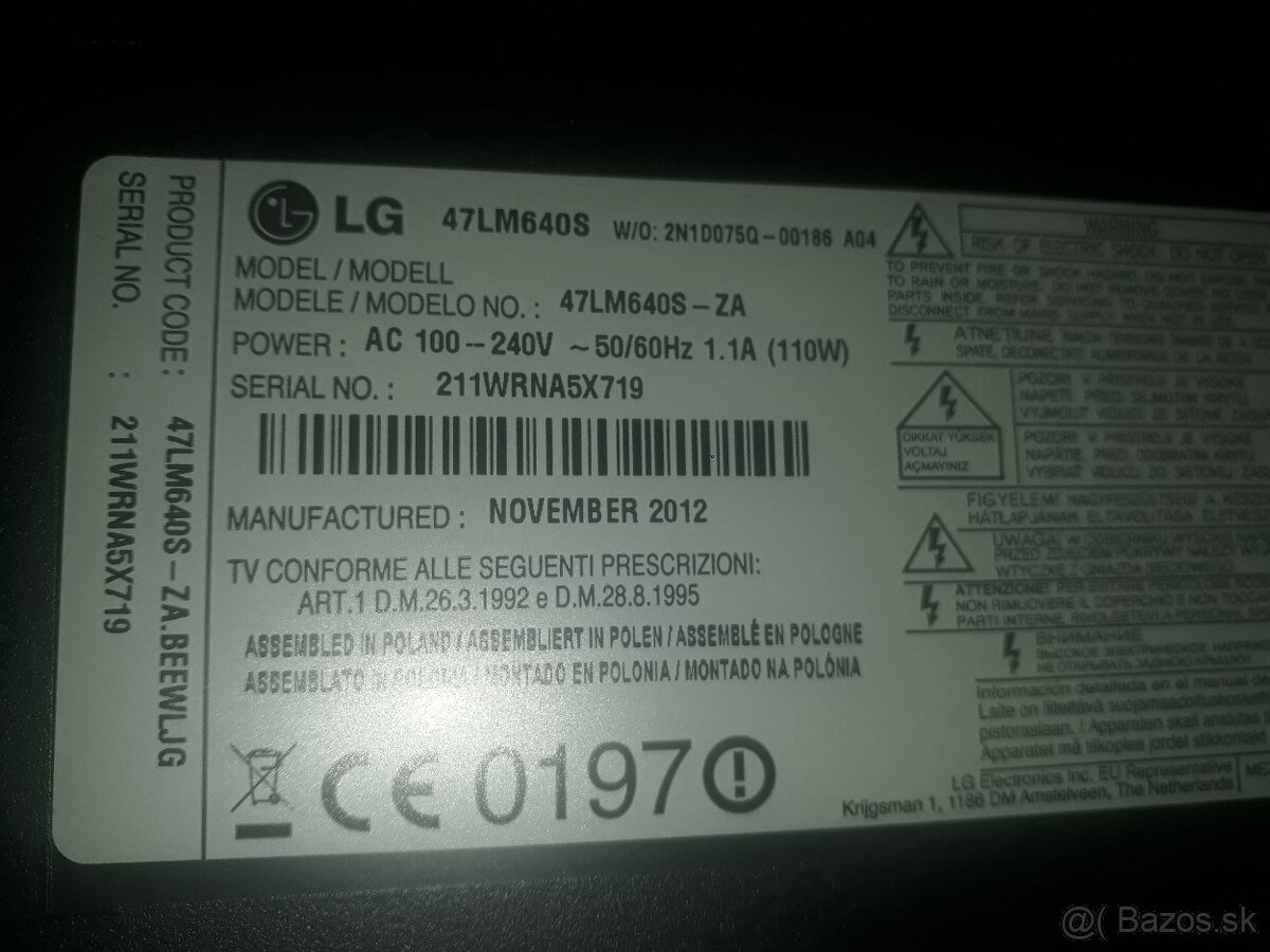 Predam TV LG 47LM640S