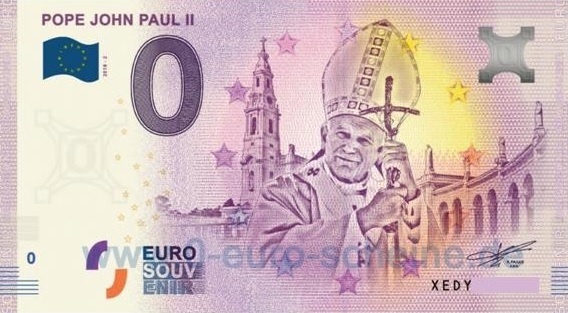 0 euro / 0€ bankovka - PÁPEŽ JÁN PAVOL II .
