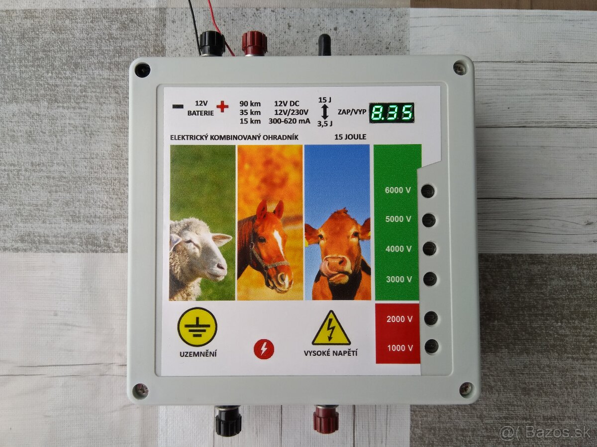 Ohradník, oplotok, solár 12V/230V 15J