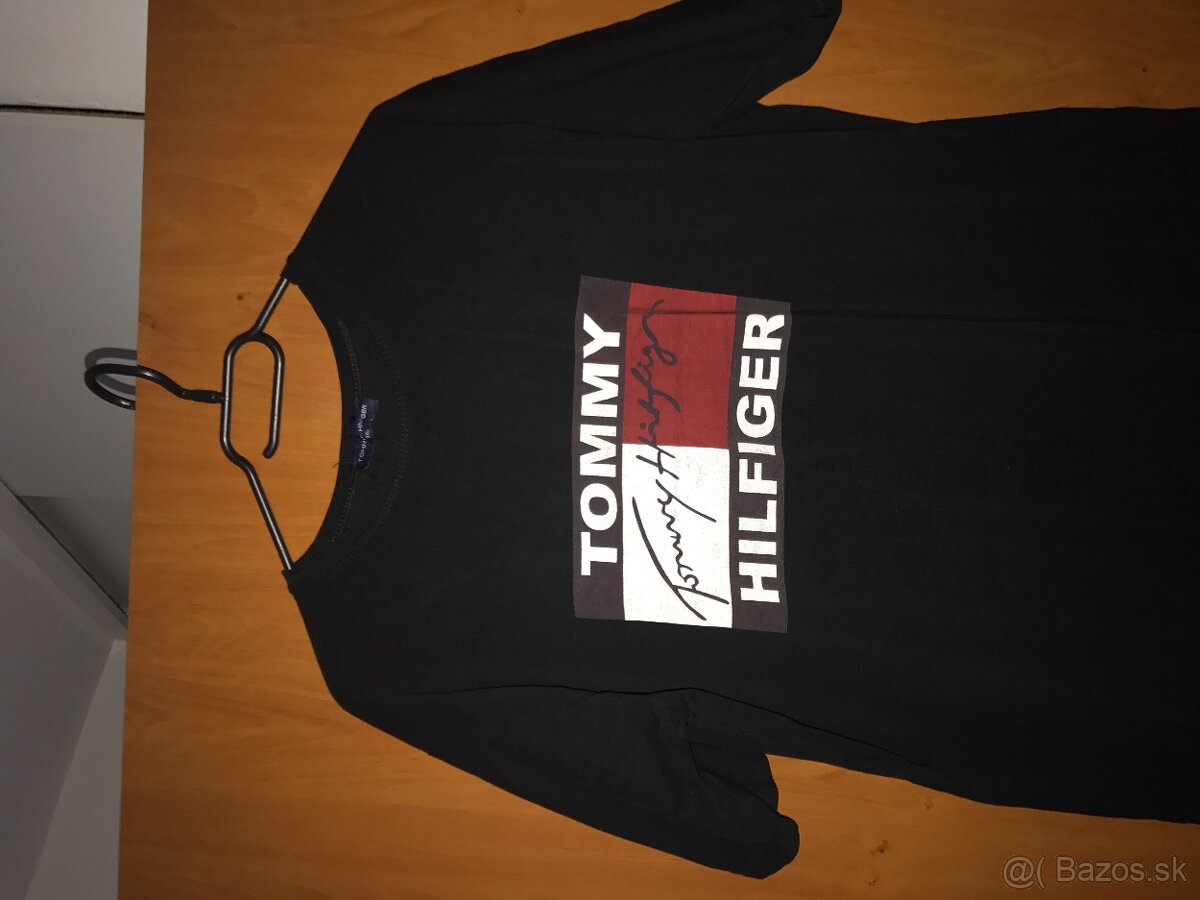 TOMMY HILFIGER black pánske tricko L/XL