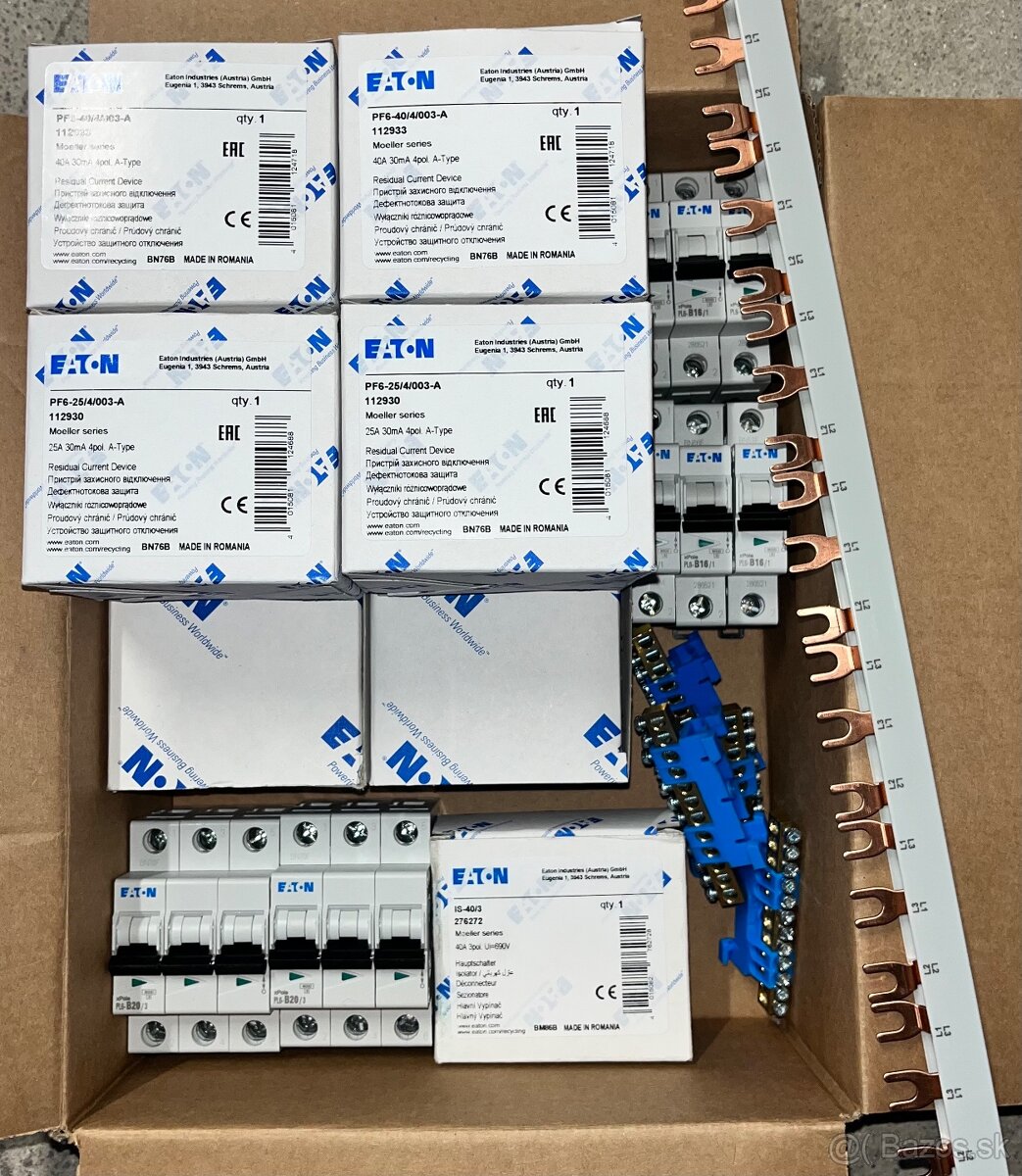 EATON prúdové chrániče, ističe, elektroinstalacny material