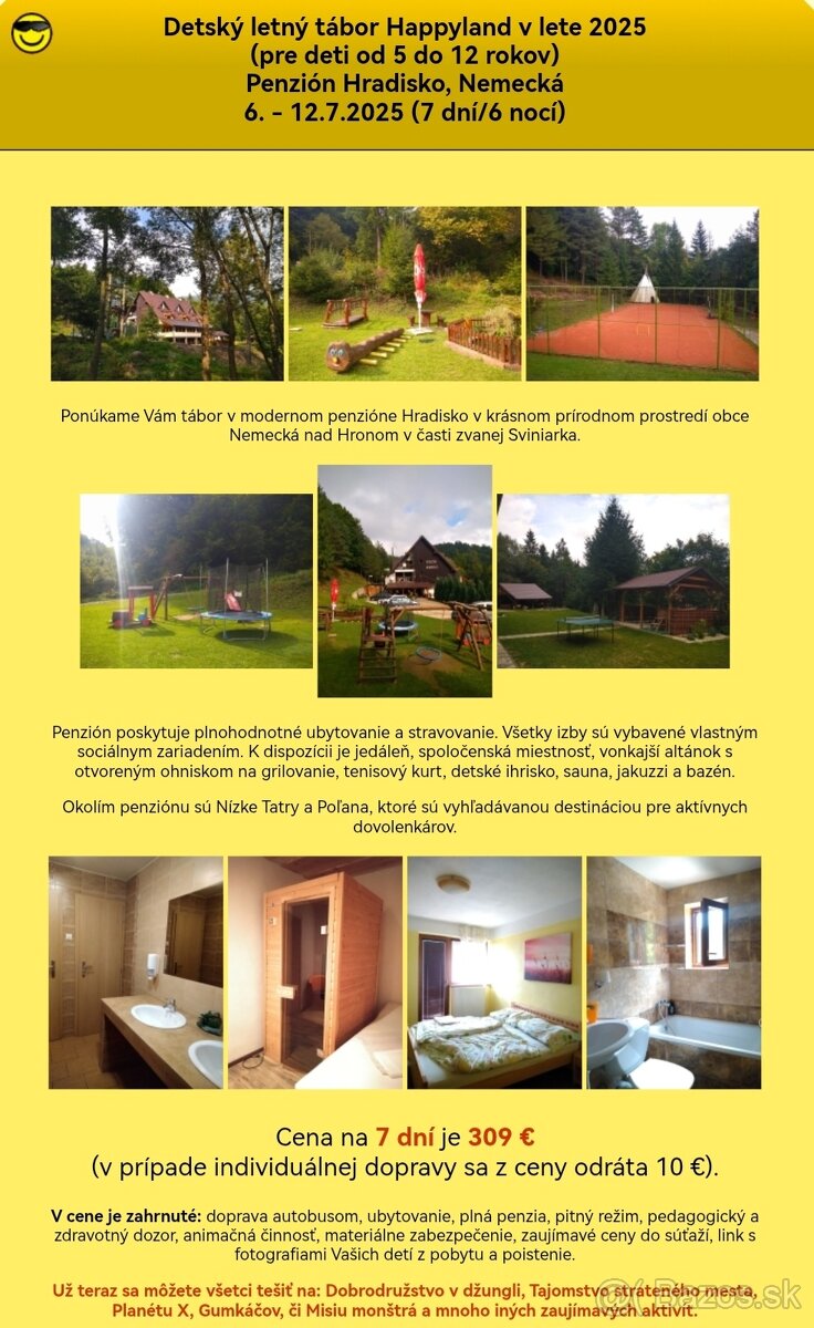 Letný pobytový tábor v Nízkych Tatrách 6.-12.7.
